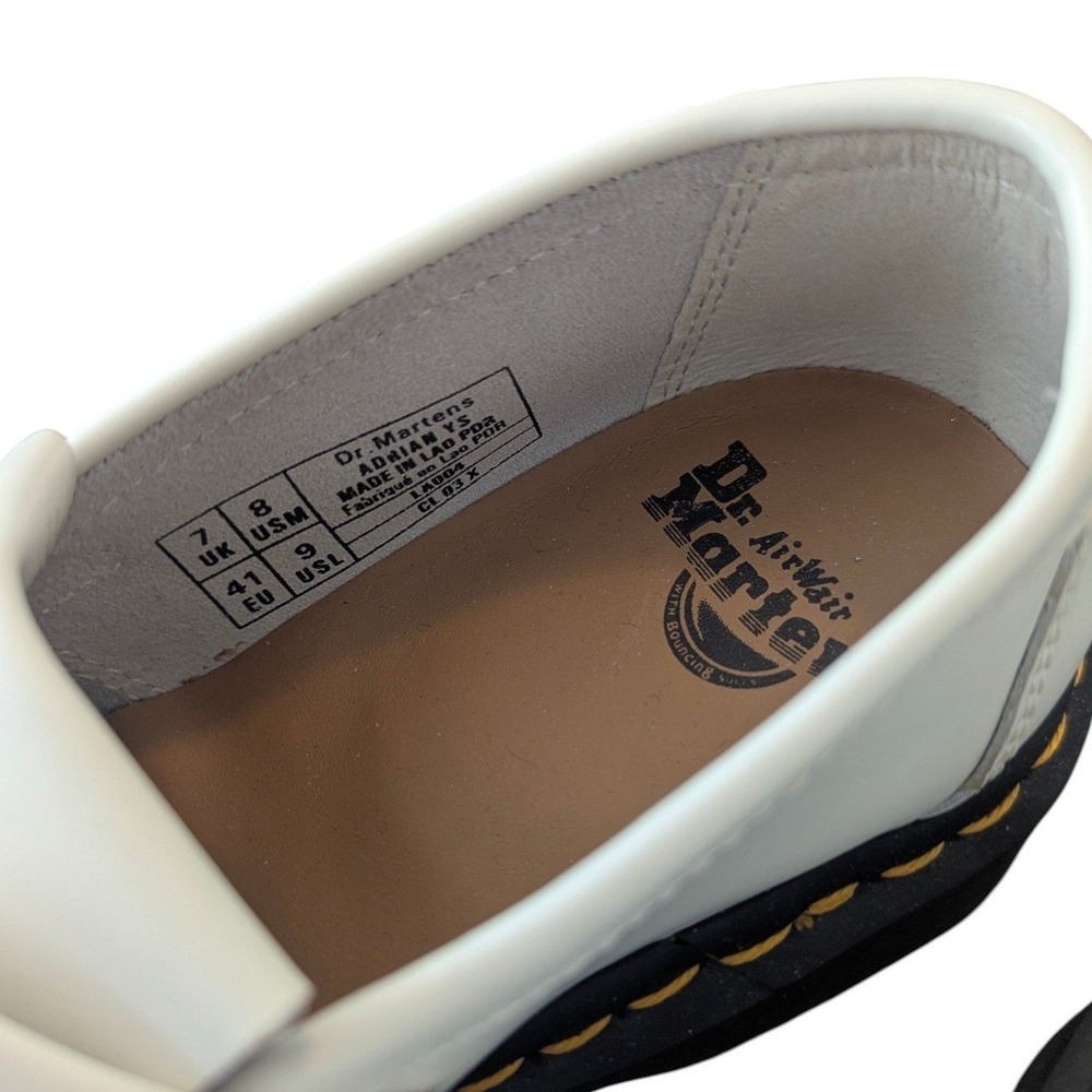 Dr. Martens Adrian White Leather Tassel Loafers Womens 9 Yellow Stitching - Picture 4 of 6